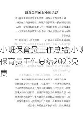 小班保育员工作总结,小班保育员工作总结2023免费