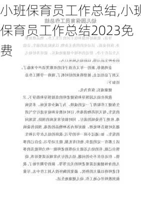 小班保育员工作总结,小班保育员工作总结2023免费