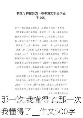 那一次 我懂得了,那一次我懂得了__作文500字