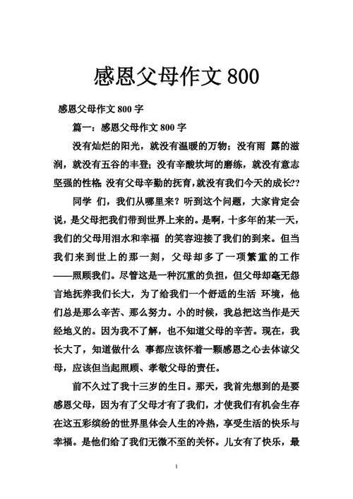 感恩父母作文800字,感恩父母作文800字高中