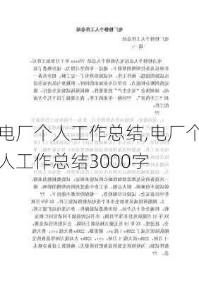 电厂个人工作总结,电厂个人工作总结3000字