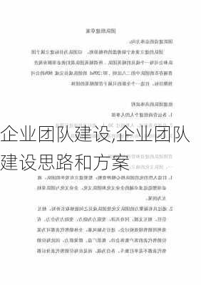 企业团队建设,企业团队建设思路和方案